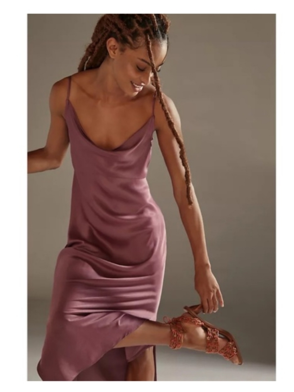 Anthropologie The Elyse Satin Slip Midi Dress
